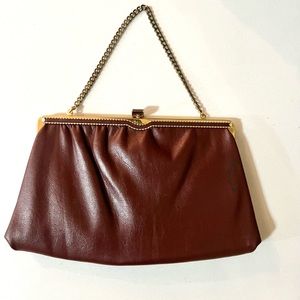 Ande Vintage 1960's Leather Burgundy Dainty Gold Chain Bag
